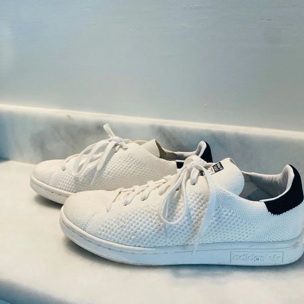 Adidas Stan Smith OG PK Primeknit Lace Up Low Top Sneakers White Black Size 5